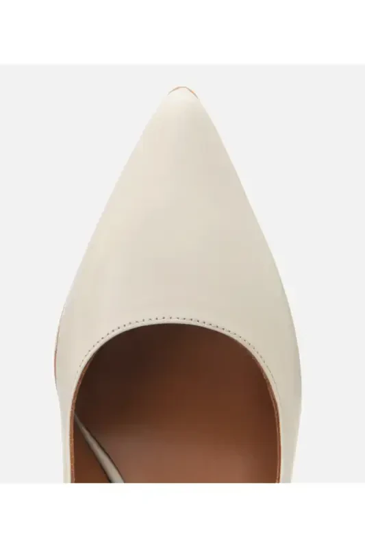 Women's Leather Ecru Flexible Sole Stiletto - BONE - 5