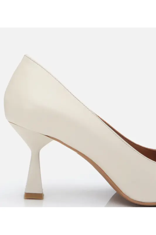 Women's Leather Ecru Flexible Sole Stiletto - BONE - 3