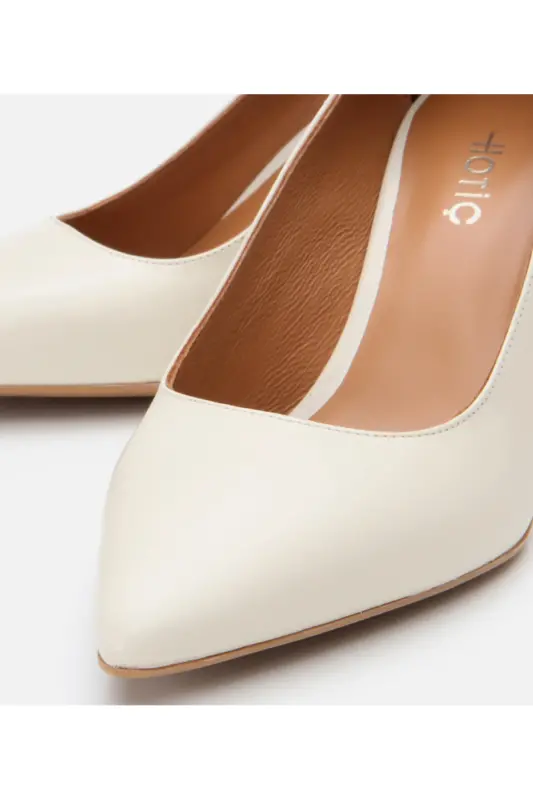Women's Leather Ecru Flexible Sole Stiletto - BONE - 4