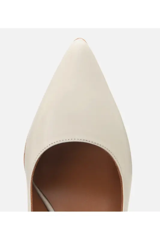 Women's Leather Ecru Flexible Sole Stiletto - BONE - 5