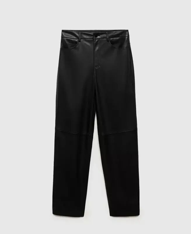 Women's Leather-Effect Straight Trousers - 2