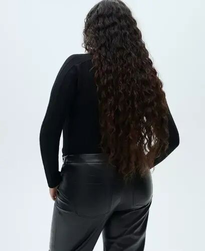 Women's Leather-Effect Straight Trousers - 3