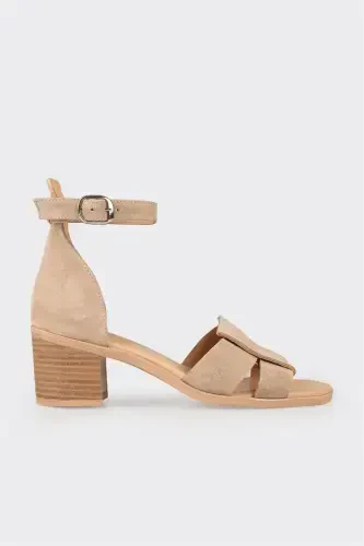 Women's Leather High Heel Sandals - 1