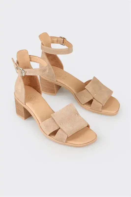 Women's Leather High Heel Sandals - 2