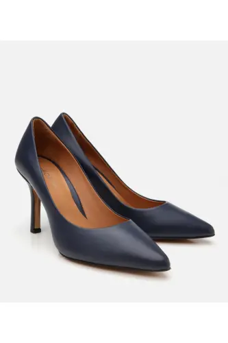 Women's Leather Navy Blue High Heel Stiletto-NAVY BLUE - HOTIÇ (1)