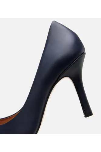 Women's Leather Navy Blue High Heel Stiletto-NAVY BLUE - 5