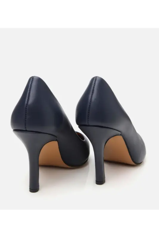 Women's Leather Navy Blue High Heel Stiletto-NAVY BLUE - 6