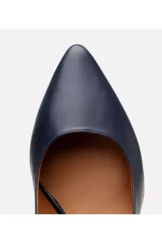 Women's Leather Navy Blue Stiletto-NAVY BLUE - 4