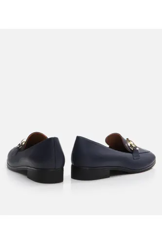 Women's Leather Navy Loafer-NAVY - 5