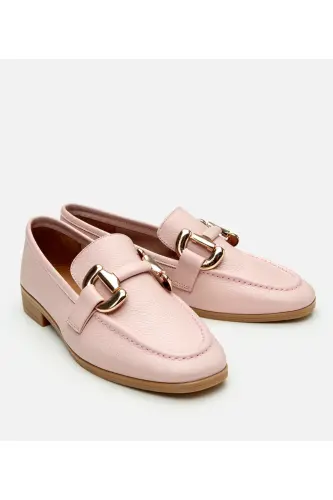 Women's Leather Pink Buckled Casual Loafer-DUSTY PINK - HOTIÇ (1)