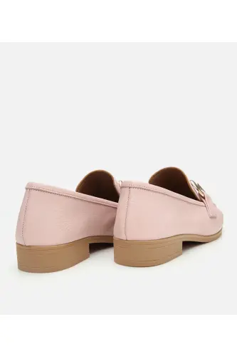 Women's Leather Pink Buckled Casual Loafer-DUSTY PINK - 5
