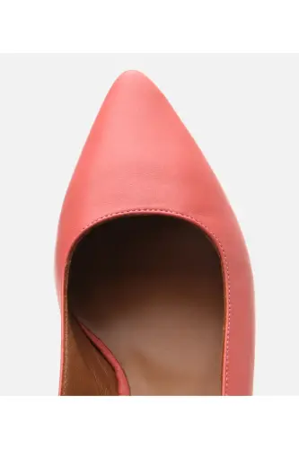 Women's Leather Pink Flexible Sole Open Back High Heel Shoes-PINK - 4