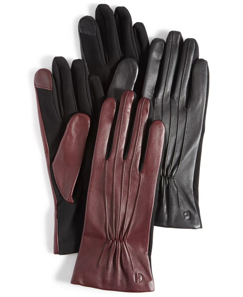 Women's Leather Points Stretch Gloves Black - 3