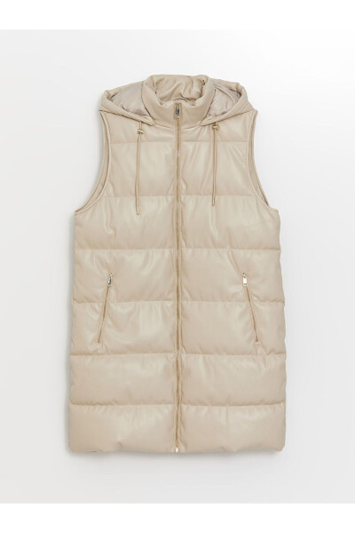 Women's Leather Puffer Vest - 10