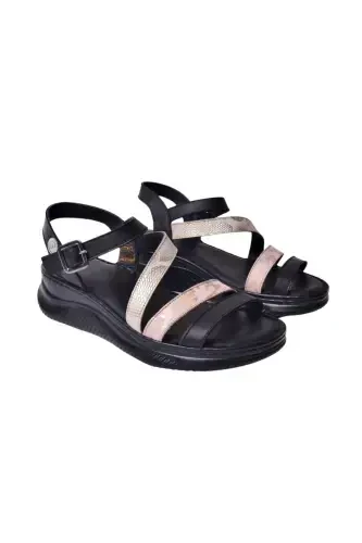 Women's Leather Sandal D25YS-2365-Black - MAMMAMIA (1)
