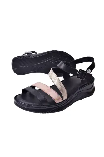 Women's Leather Sandal D25YS-2365-Black - 3