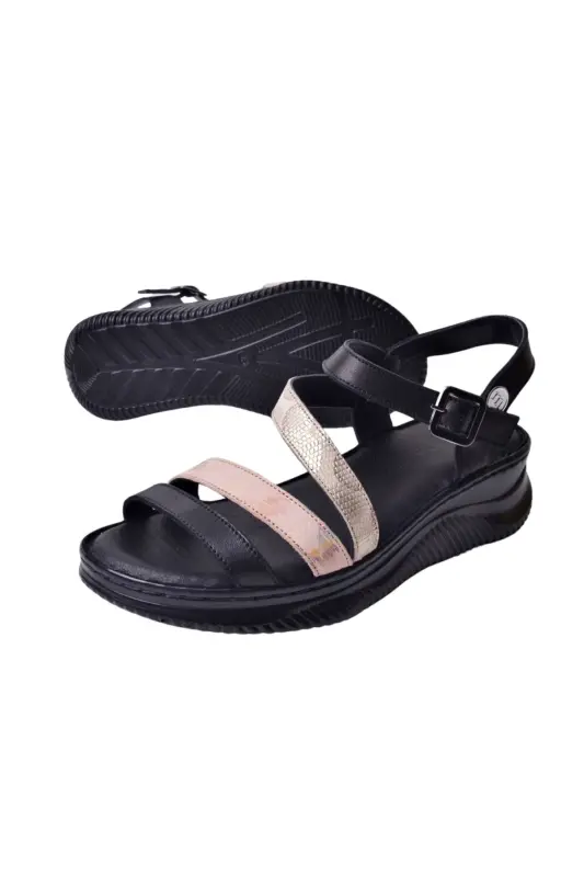 Women's Leather Sandal D25YS-2365-Black - 3