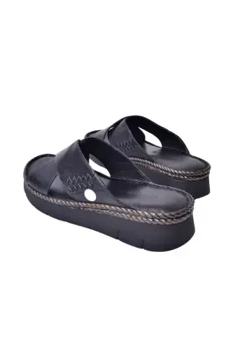 Women's Leather Slipper D25YT-1390-Black - 4