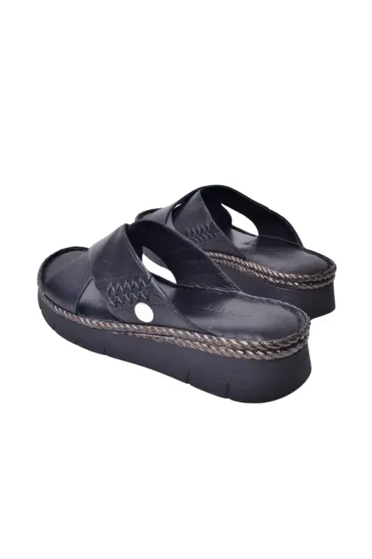 Women's Leather Slipper D25YT-1390-Black - 4