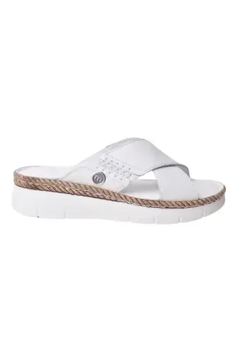 Women's Leather Slipper D25YT-1390-White - 1