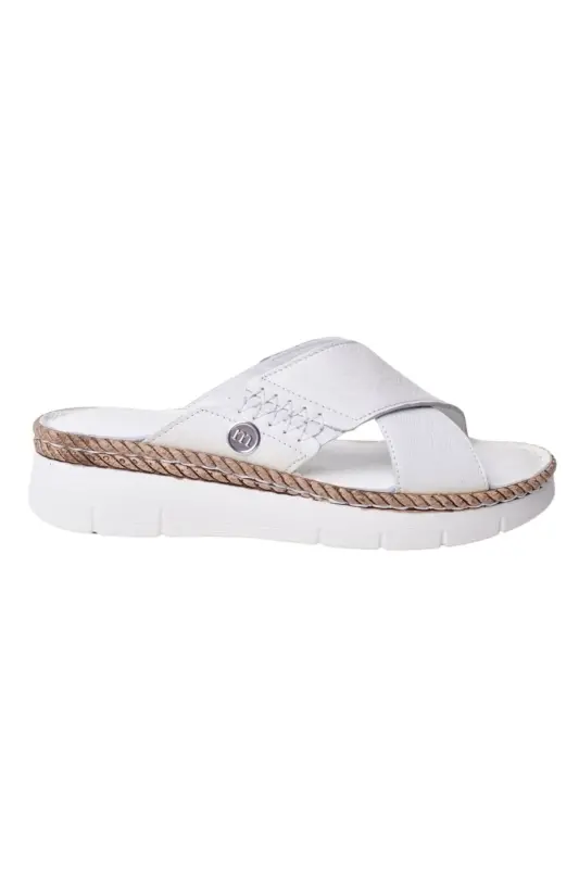 Women's Leather Slipper D25YT-1390-White - MAMMAMIA