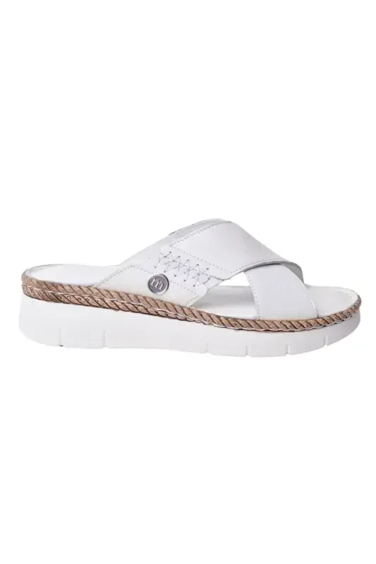 Women's Leather Slipper D25YT-1390-White - 1