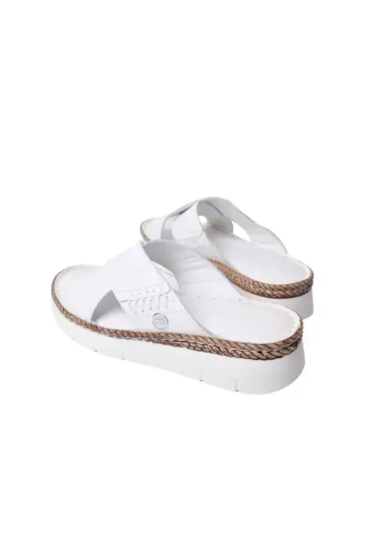 Women's Leather Slipper D25YT-1390-White - 3