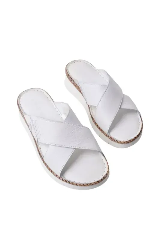 Women's Leather Slipper D25YT-1390-White - 4
