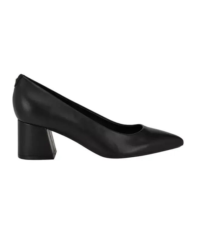 Women's Lenott Pointy Toe Block Heel Pumps - Black Leather - 2