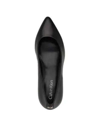 Women's Lenott Pointy Toe Block Heel Pumps - Black Leather - 4