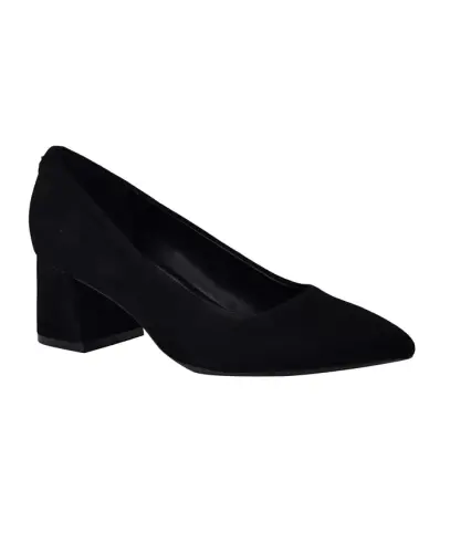 Women's Lenott Pointy Toe Block Heel Pumps - Black Suede - 1