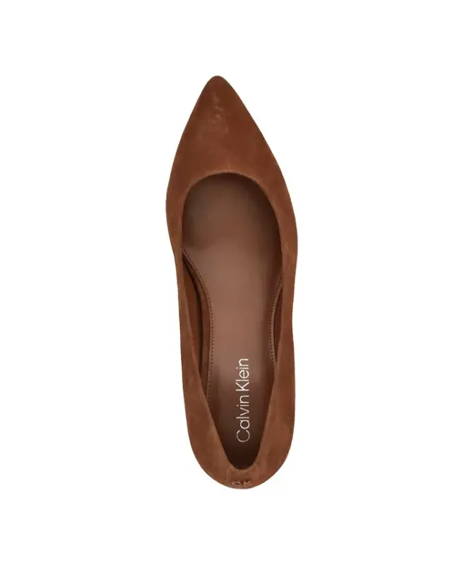 Women's Lenott Pointy Toe Block Heel Pumps - Dark Natural Suede - 4