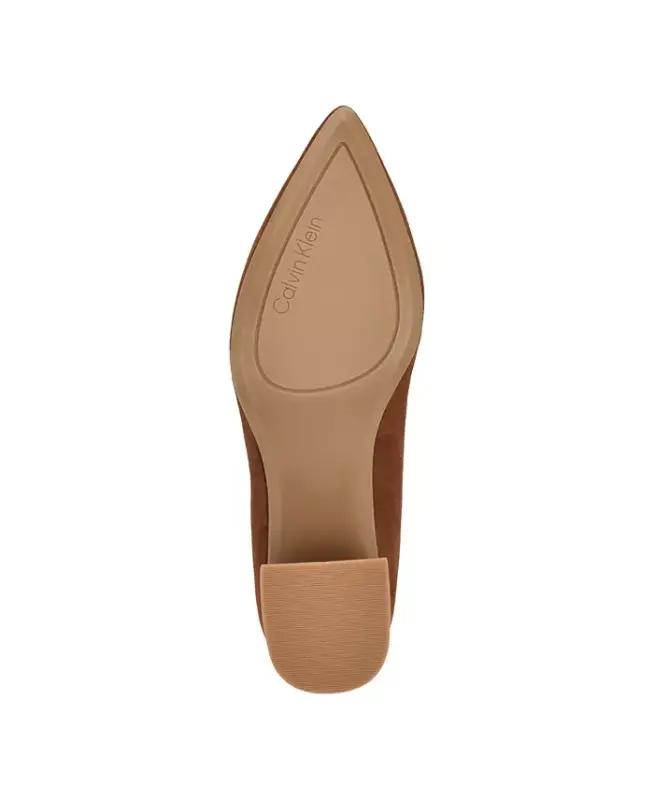 Women's Lenott Pointy Toe Block Heel Pumps - Dark Natural Suede - 5