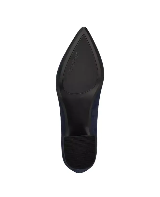 Women's Lenott Pointy Toe Block Heel Pumps - Navy Suede - 5