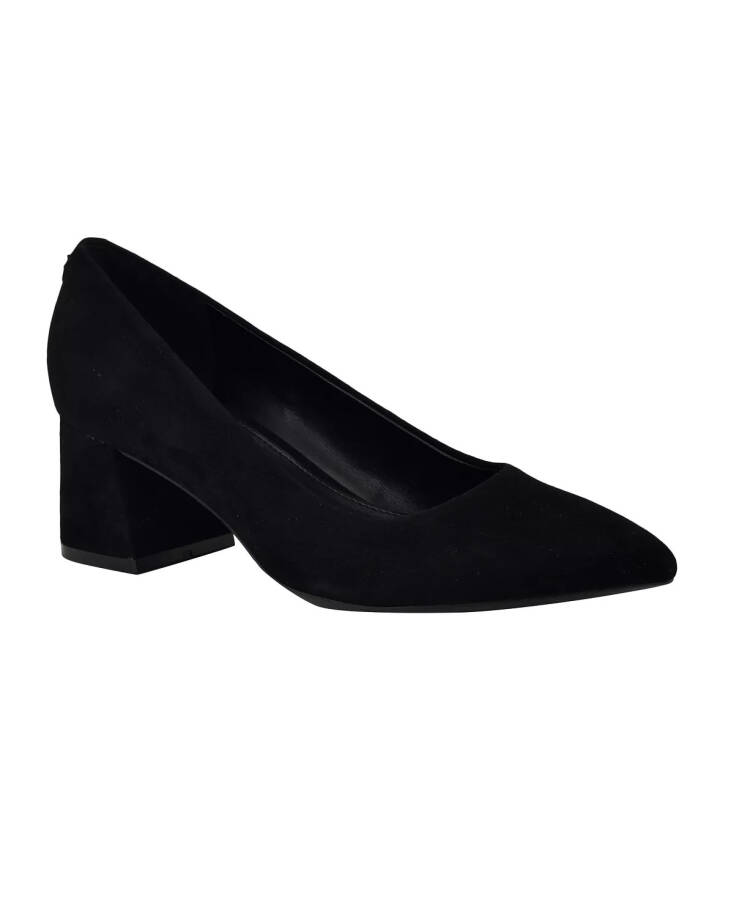 Women's Lenott Pointy Toe Dress Block Heel Pumps Black Suede - 1