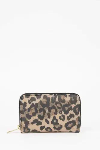 Women's Leopard Print Faux Leather Wallet-Beige - DEFACTO (1)