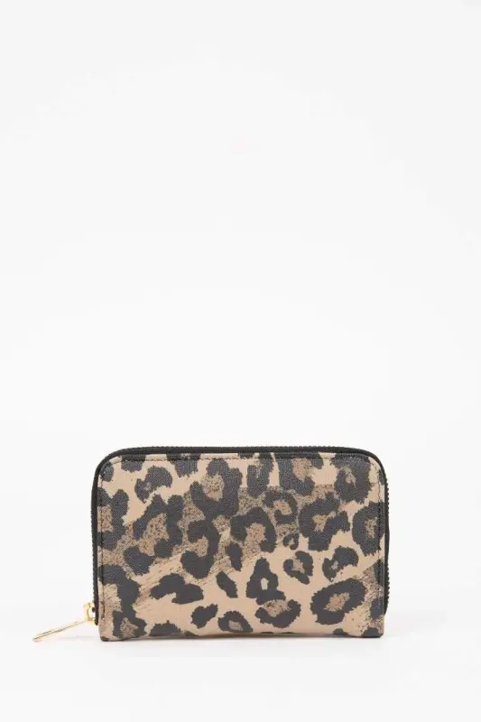 Women's Leopard Print Faux Leather Wallet-Beige - 2