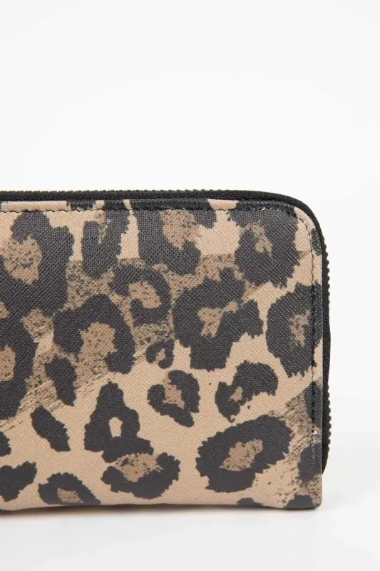 Women's Leopard Print Faux Leather Wallet-Beige - 3