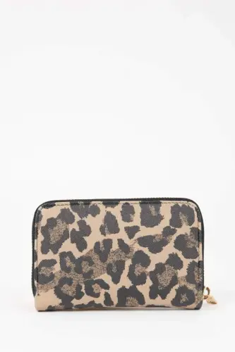 Women's Leopard Print Faux Leather Wallet-Beige - 6