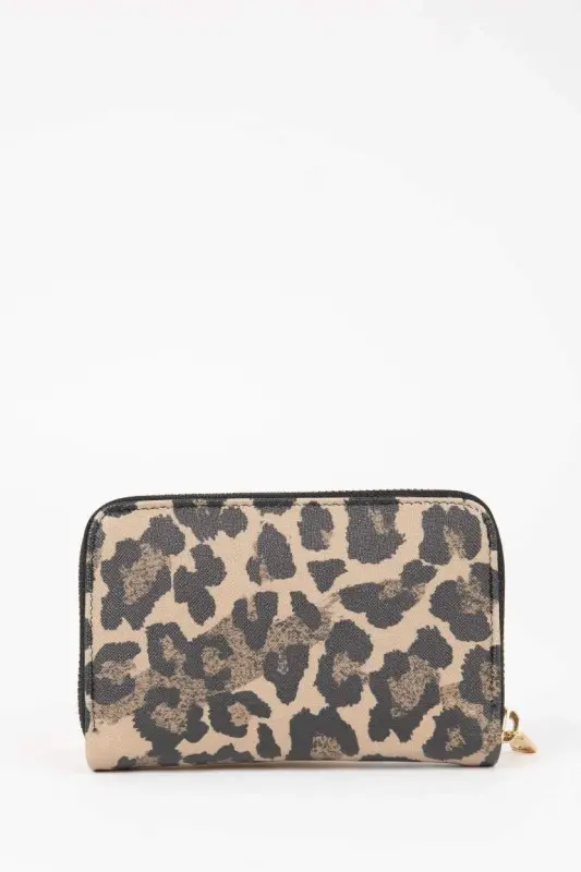 Women's Leopard Print Faux Leather Wallet-Beige - 6