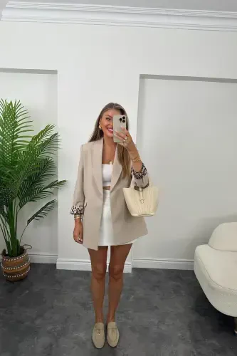 Women's Leopard Print Lined Blazer Jacket - LADY PIXIE (1)