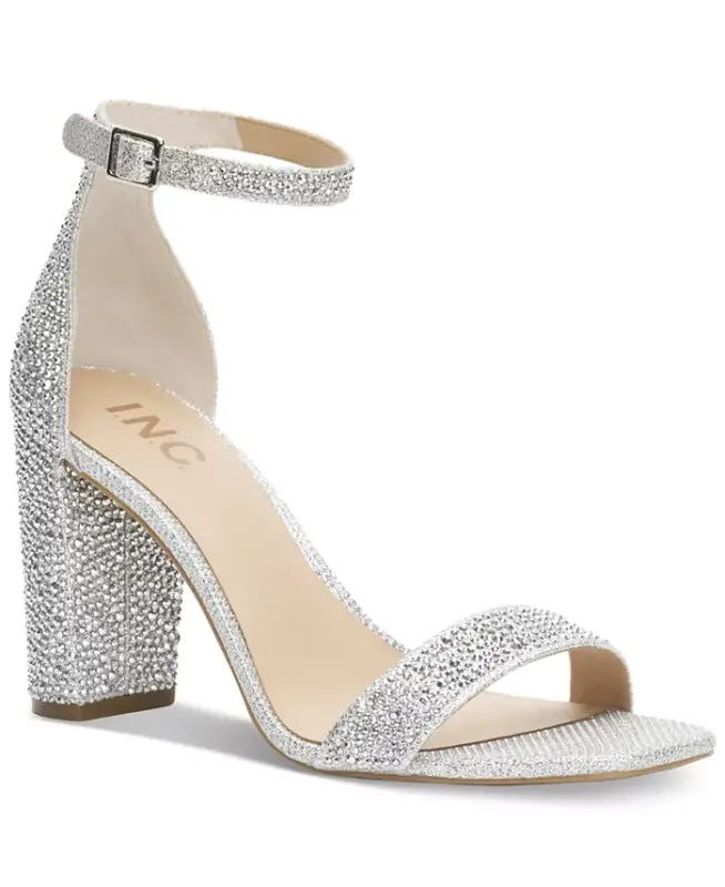 Women's Lexini Two-Piece Sandals, Created for Modazone-Silver Crystal Rhinestone - I.N.C. INTERNATIONAL CONCEPTS
