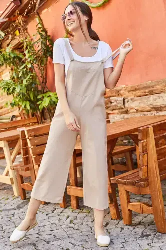 Women's Light Beige Gardener Jumpsuit ARM-20K001117-Light B - ARMONIKA (1)