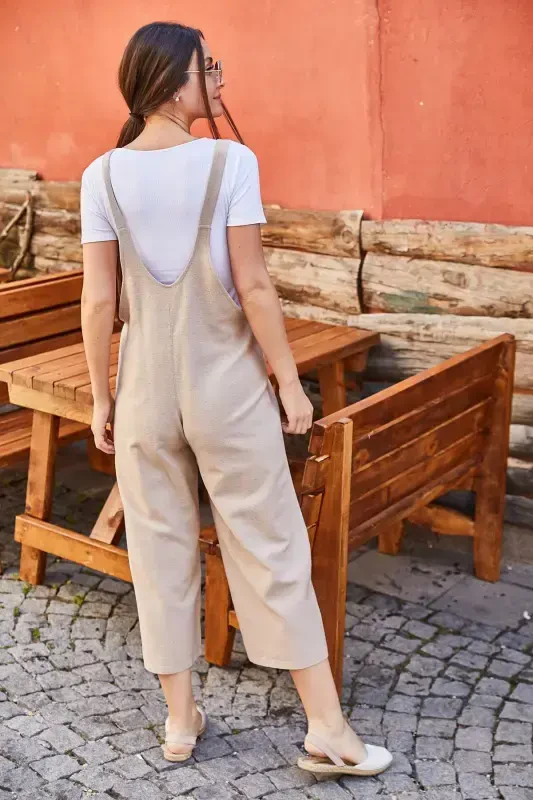 Women's Light Beige Gardener Jumpsuit ARM-20K001117-Light B - 4