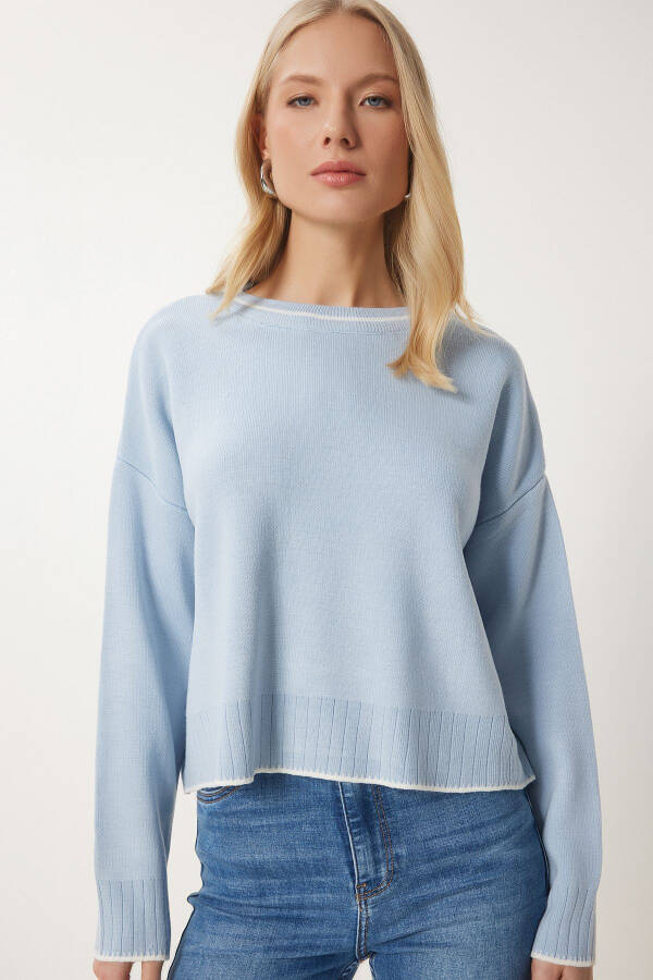 Women's Light Blue Basic Knit Sweater PF00010 - 1