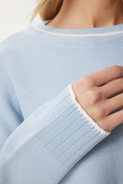 Women's Light Blue Basic Knit Sweater PF00010 - 3