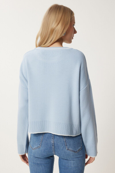 Women's Light Blue Basic Knit Sweater PF00010 - 4