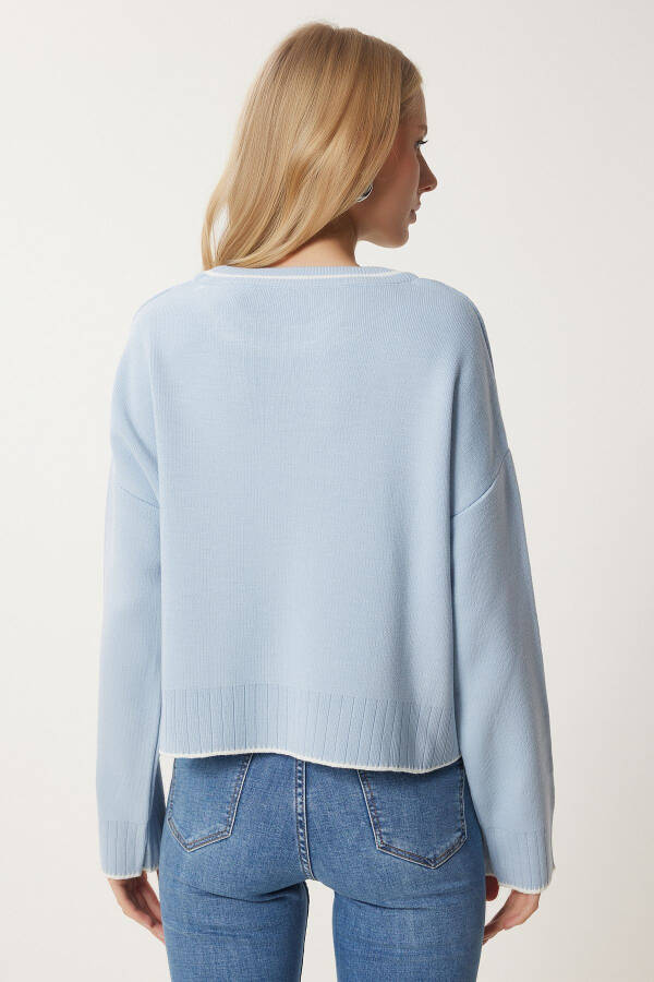 Women's Light Blue Basic Knit Sweater PF00010 - 4