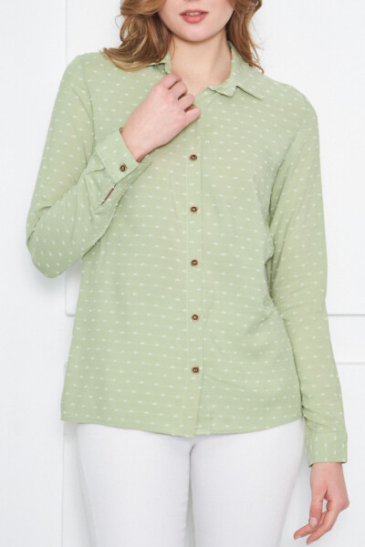 Women's Light Green Printed Long Sleeve Shirt ARM-24K001023 - 1