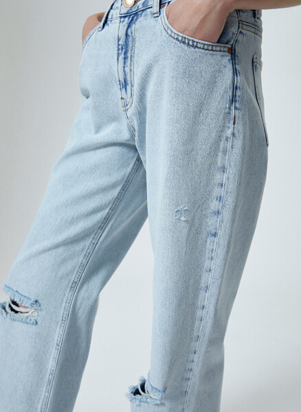 Women's Light Indigo Denim Pants - 5